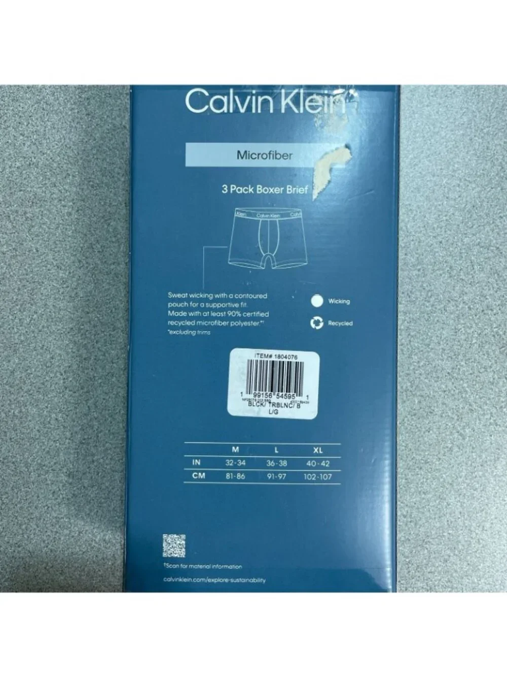 NWT Calvin Klein Men's L Black & Blue 3 Pack Boxer Briefs Microfiber